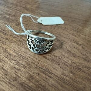 Sterling Silver Filigree Dome Ring - Silver